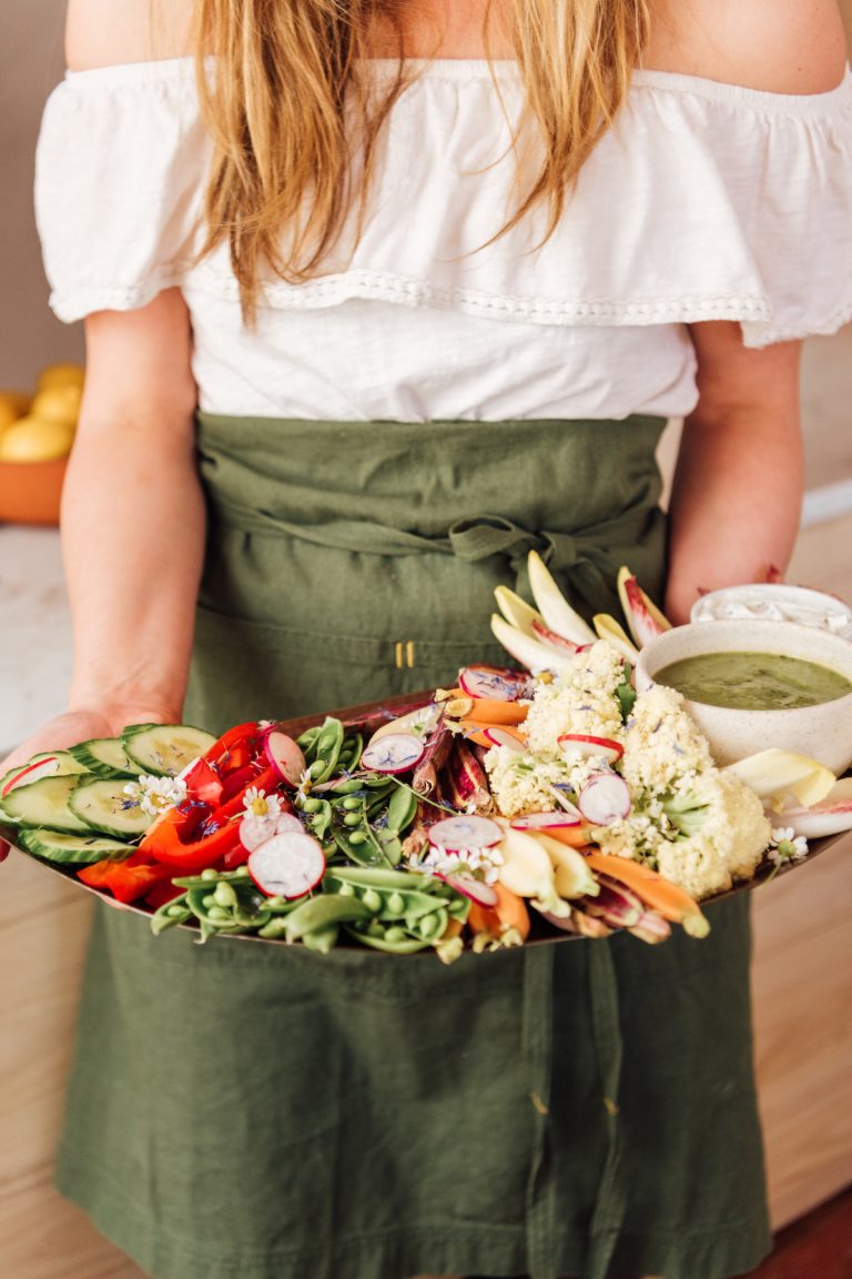 spring happy hour, ashleigh amoroso, vegetable crudité, spring produce, snacks with dip