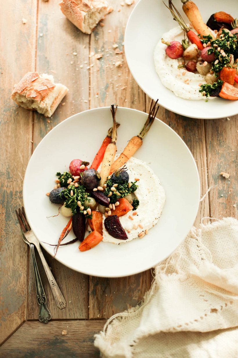 Grilled vegetables with whipped Feta and Zesty gremolata