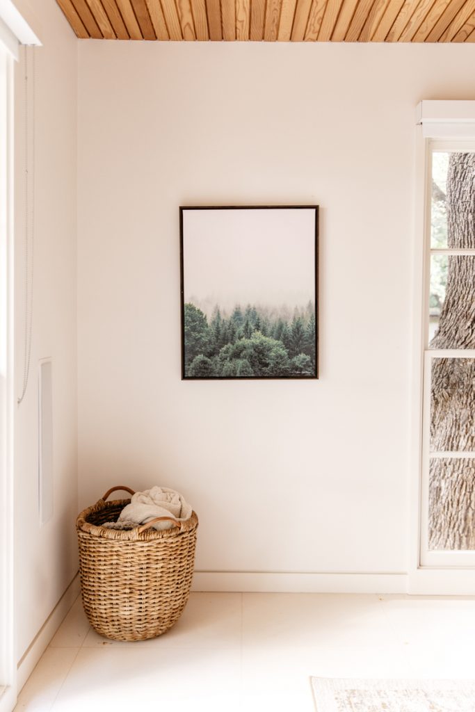 Kristen Kilpatrick photography, woven basket, picture frame, minimalist, white wall, white paint, how to refresh your space 