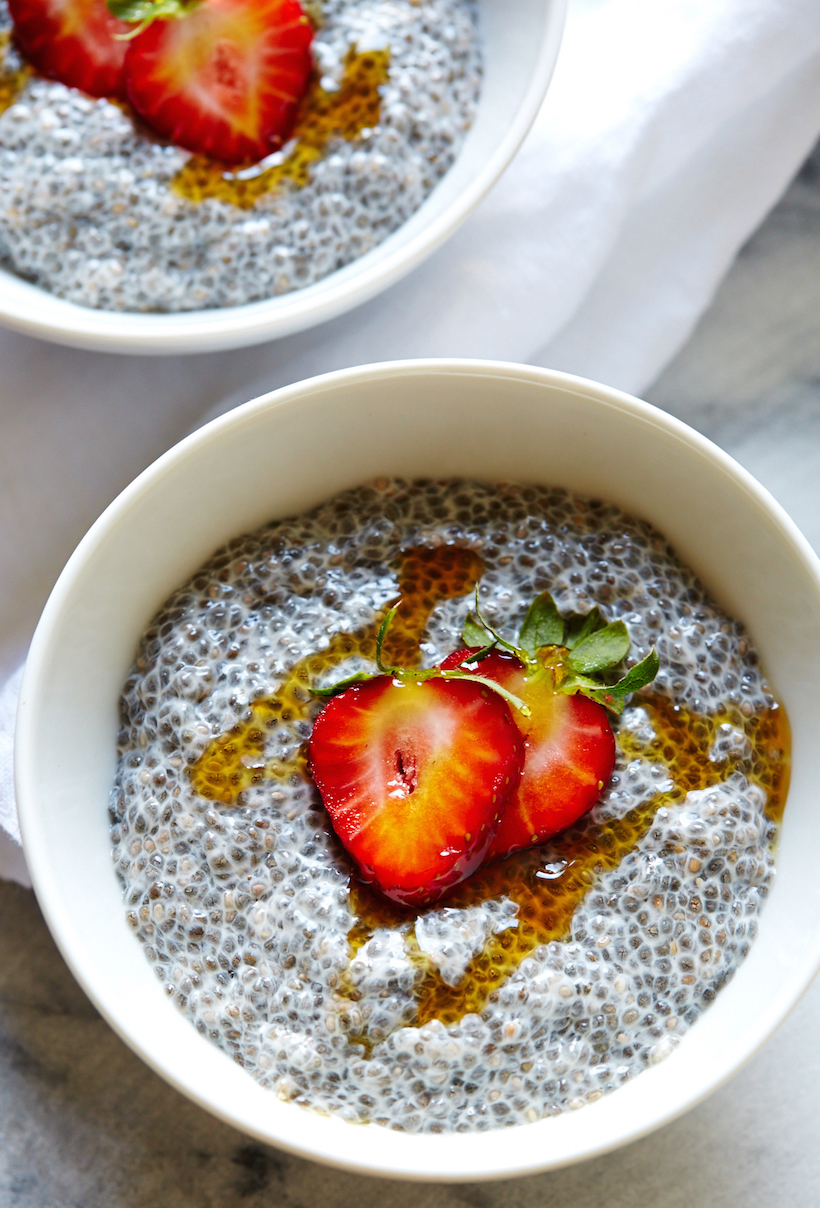 Vanilla Chia Pudding With Chestnut Honey & Berries_easy snack ideas