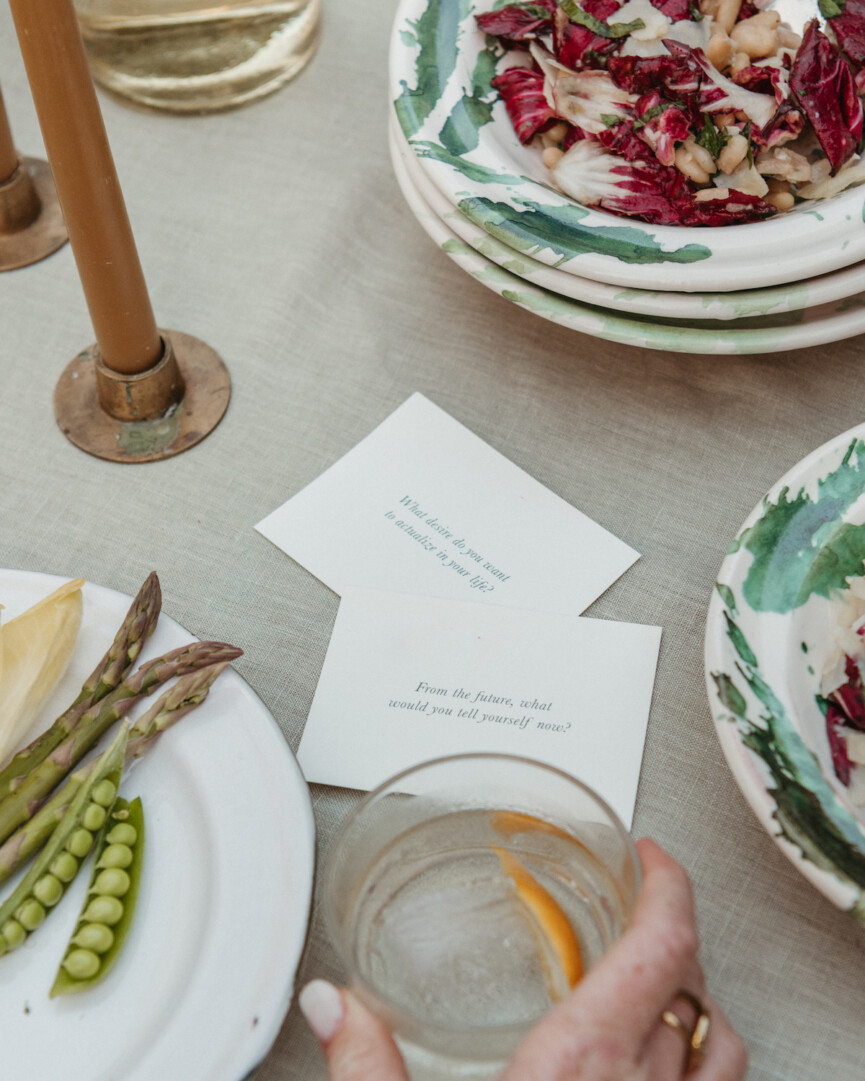 spring dinner party tabletop, questions for conversation starters