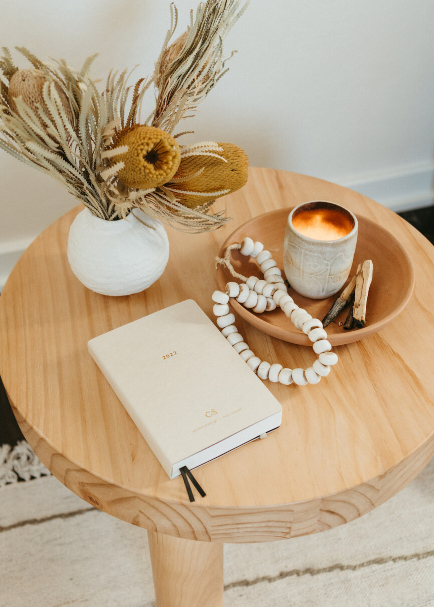 meditation room, candle, journal, camille's house