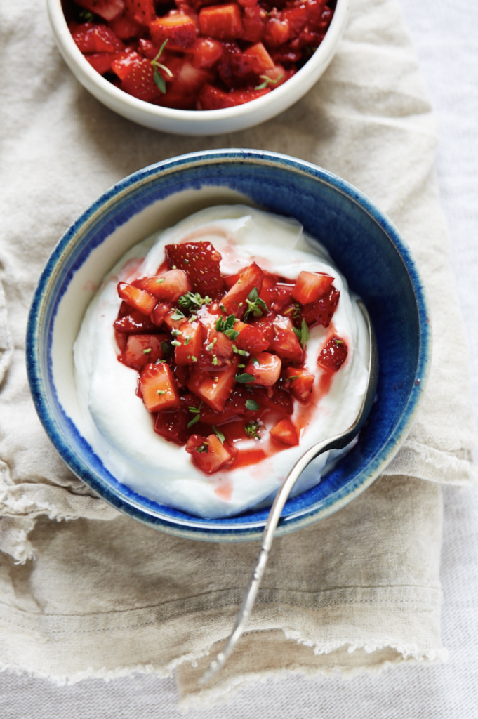 Macerated Thyme Strawberries & Greek Yogurt_best foods with electrolytes
