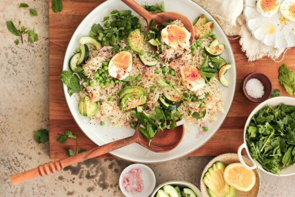 Spring Rice Salad with avocado_how much protein do I need