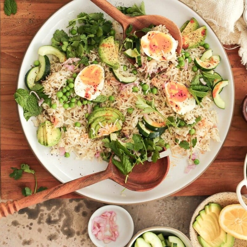 Spring Rice Salad with avocado_how much protein do I need