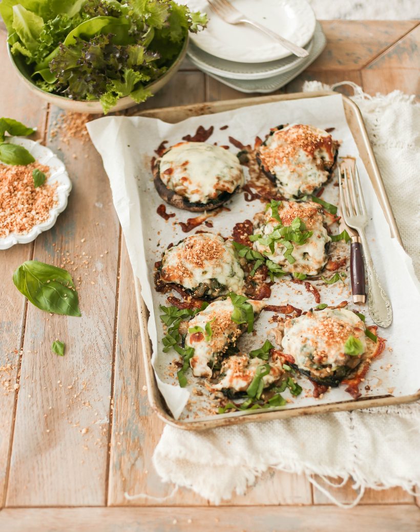 Stuffed Portobello Mushrooms with Caramelized Onions and Spinach