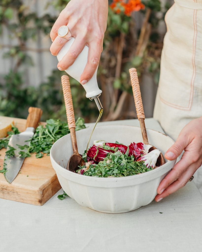 white bean and raddichio salad, olivia muniak aperitivo dinner party, olive oil