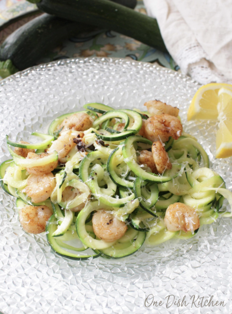 Zucchini Noodles With Shrimp For One from One Dish Kitchen_weeknight dinner recipes for one