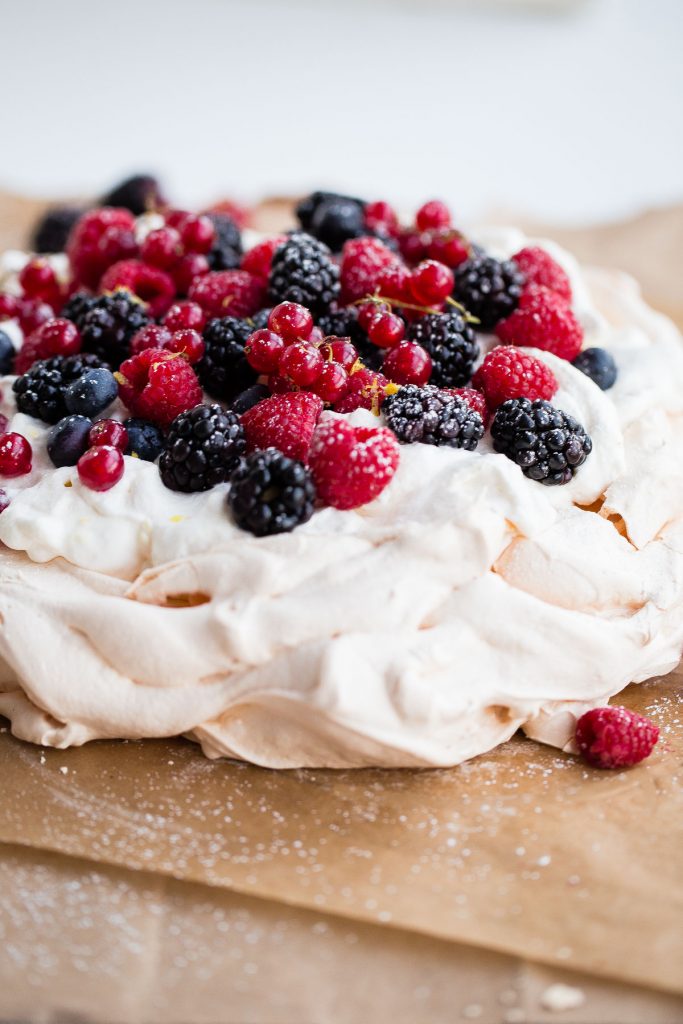 Berry Pavlova With Lemon Whipped Cream from A Beautiful Plate_easter desserts