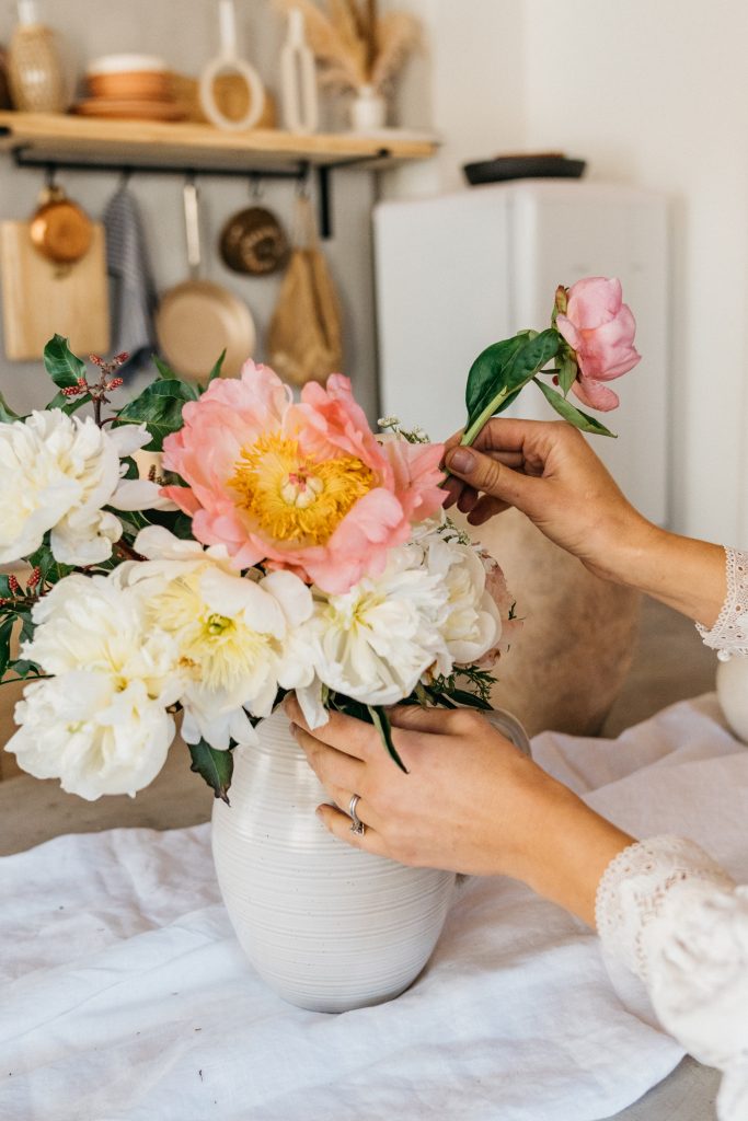 white and pink peony arrangement_6 life lessons after turning 40