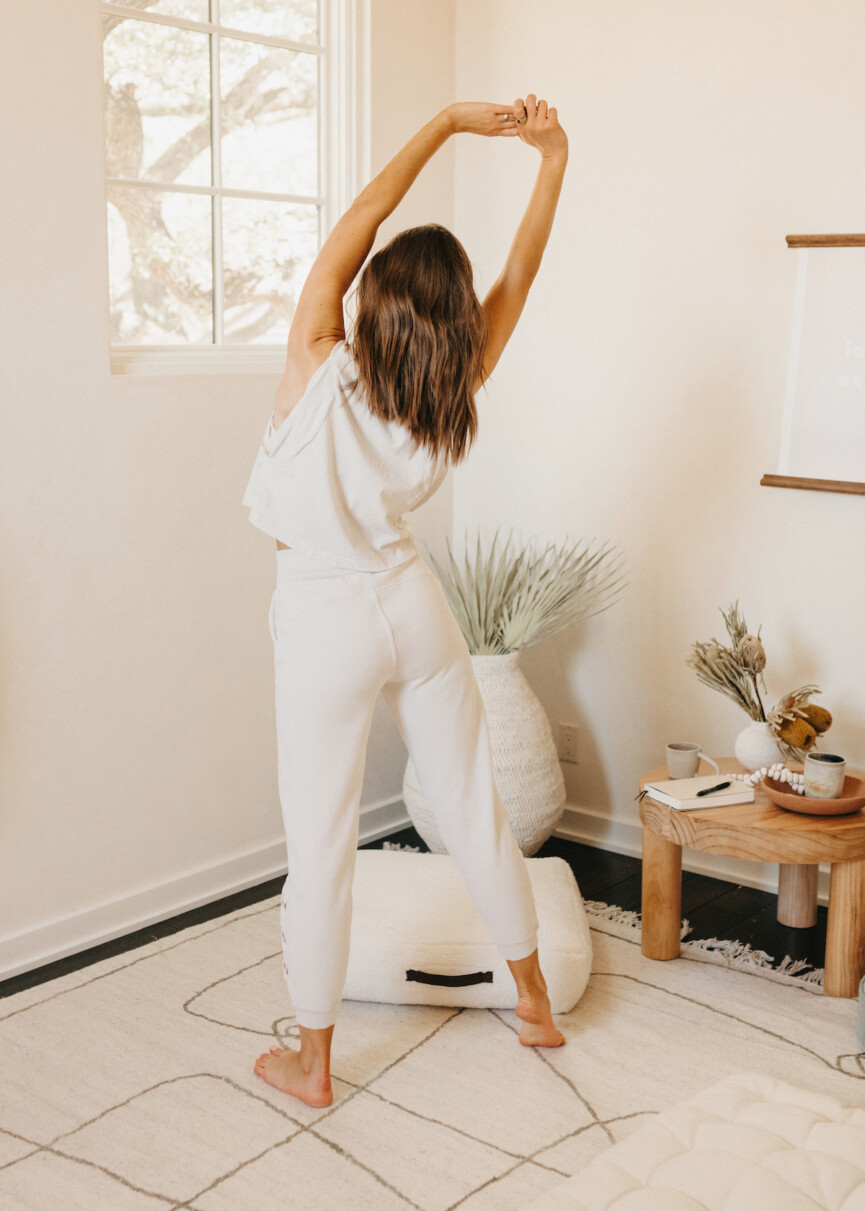meditation room, stretching, camille's house, morning routine