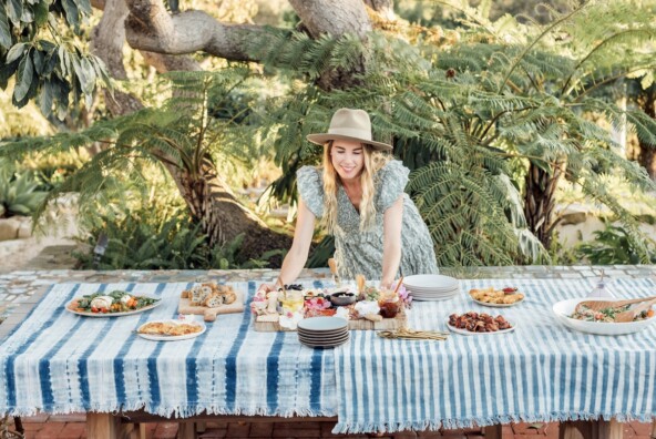 setting the table,brian and jessie de lowe dinner party in santa barbara