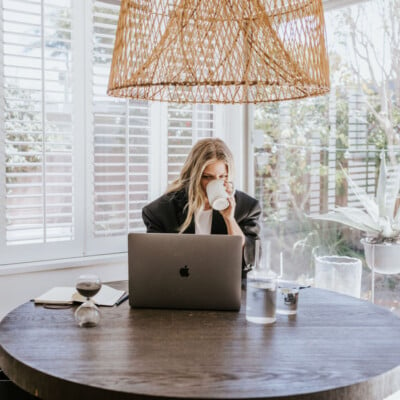 coffee dining table laptop