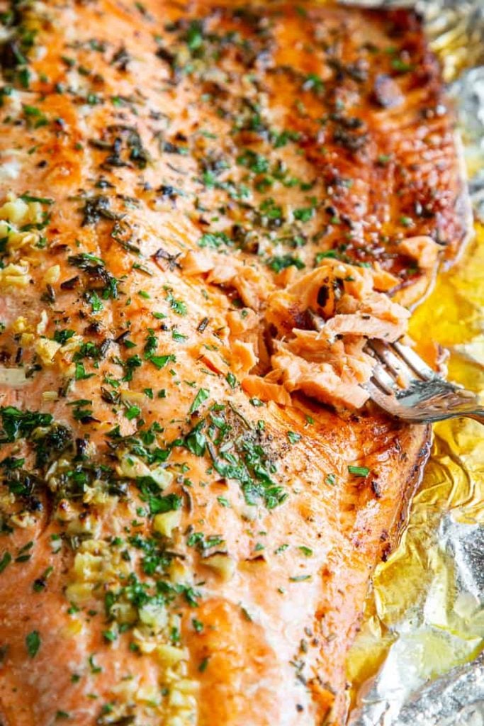 Baked Salmon with Garlic, Ro