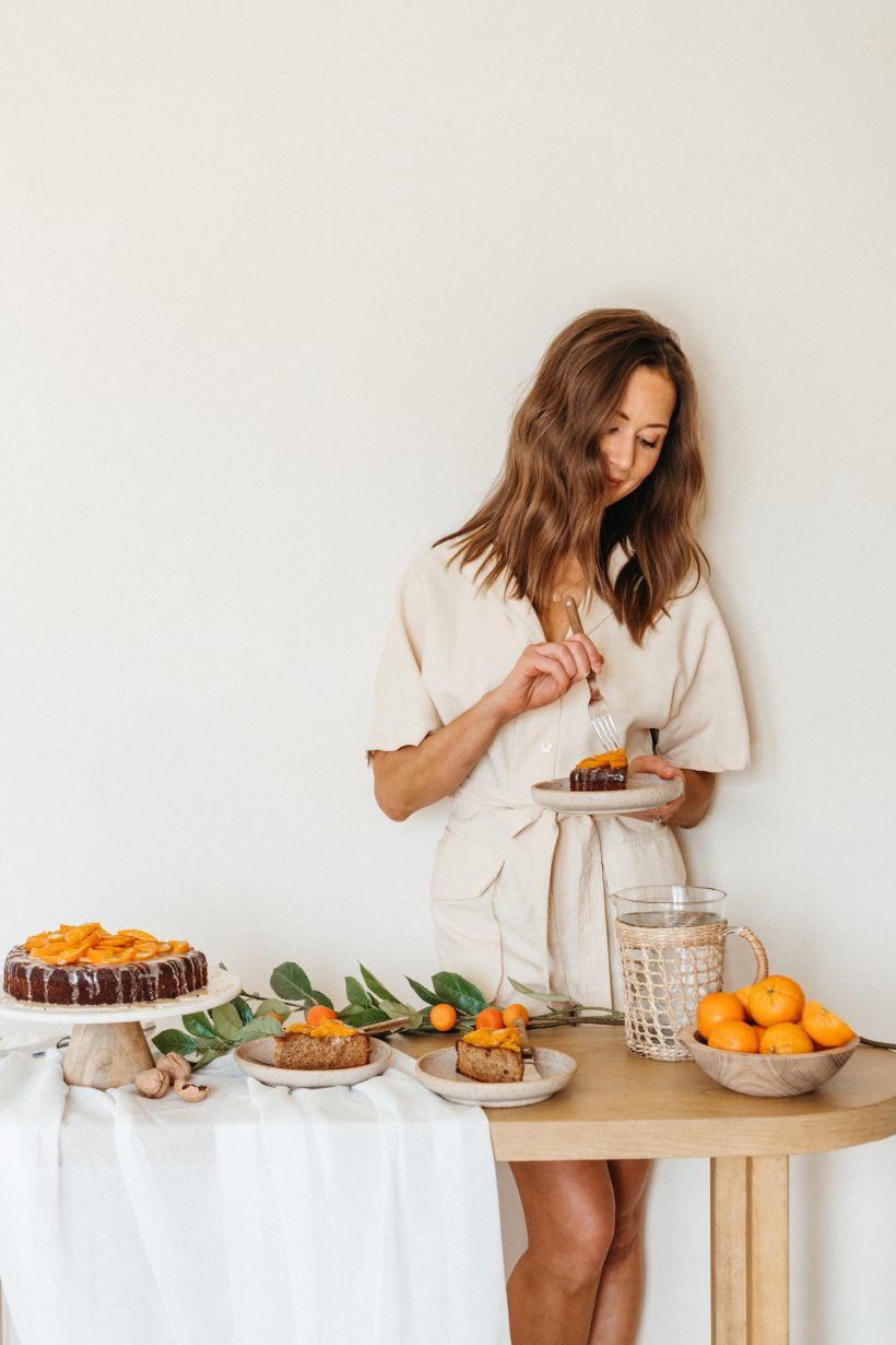 Honey and Walnut Olive Oil Cake with Citrus Candy