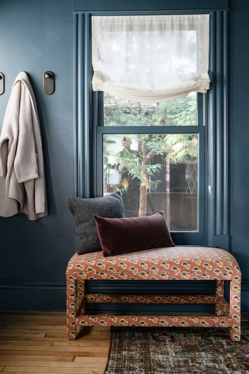 simple blue painted entryway