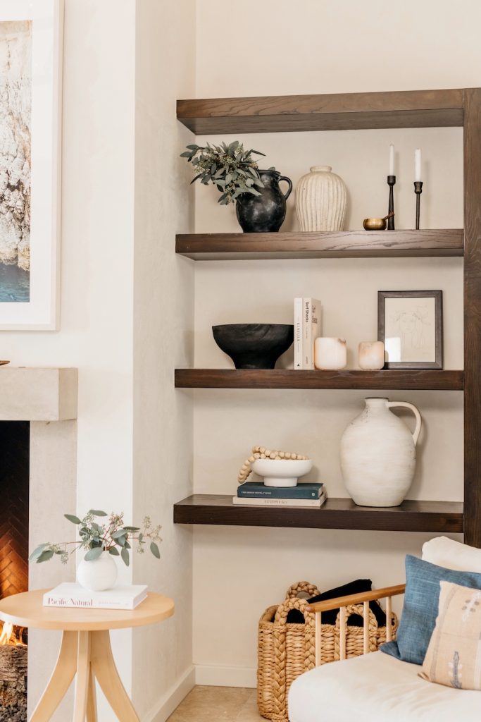 Camille Styles living room shelves