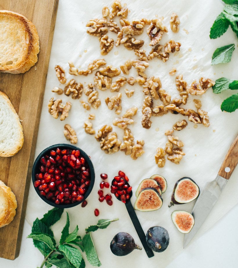 Burrata Toasts with Caramelized Walnuts and Mint-Pomegranate Pesto_how to store nuts