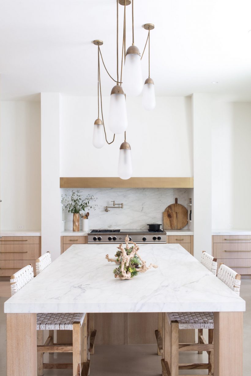 streamlined white and natural kitchen