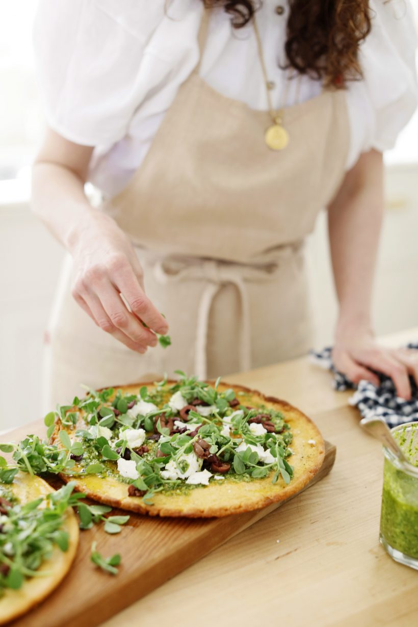 spring produce, flatbread, cooking