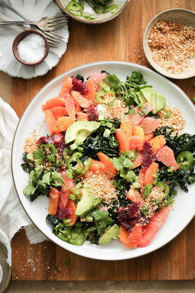 Kale Citrus Salad_best high-fiber fruits