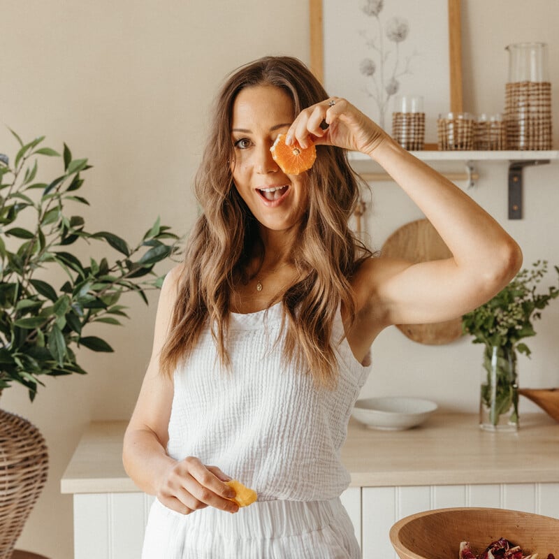 camille prepping from healthy summer cookbooks