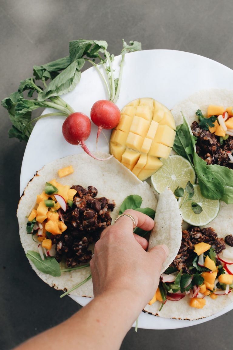 Black Bean Tacos With Mango and Radish Salsa_vegetarian fourth of july recipes