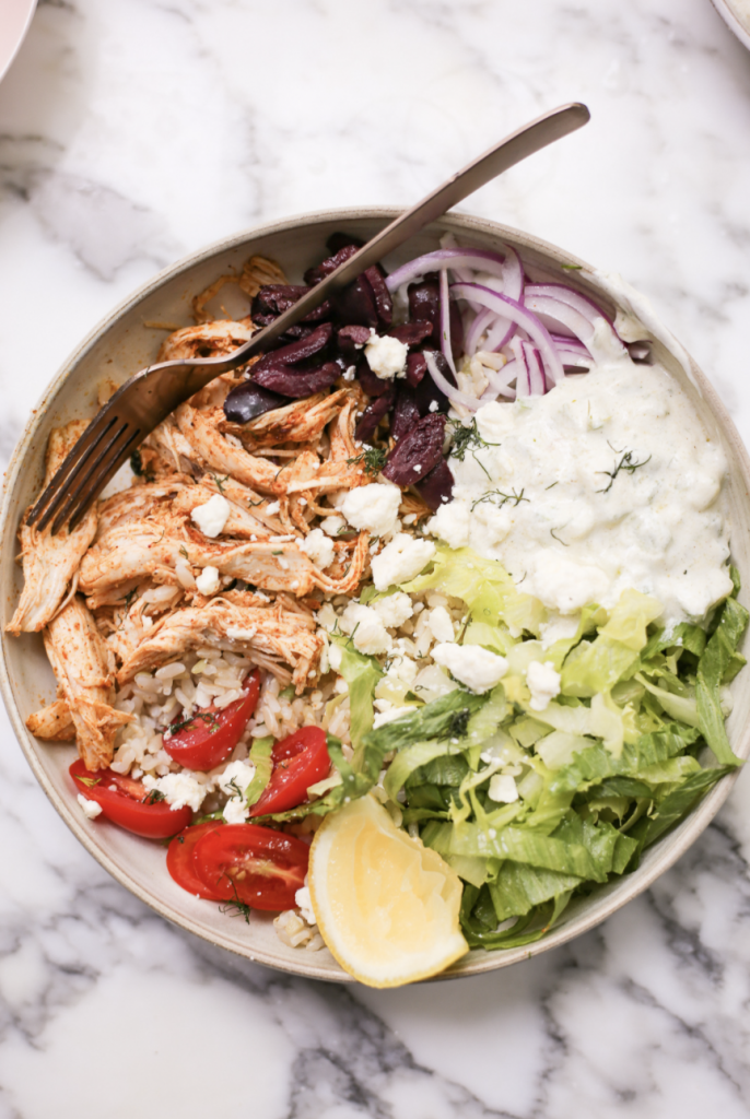 Easy Greek-Inspired Rotisserie Chicken Bowls_easy summer recipes