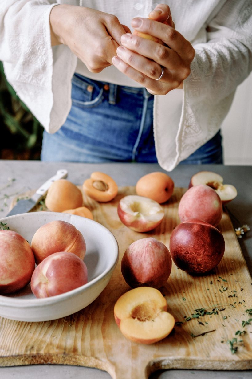 peaches and thyme, summer produce fruit