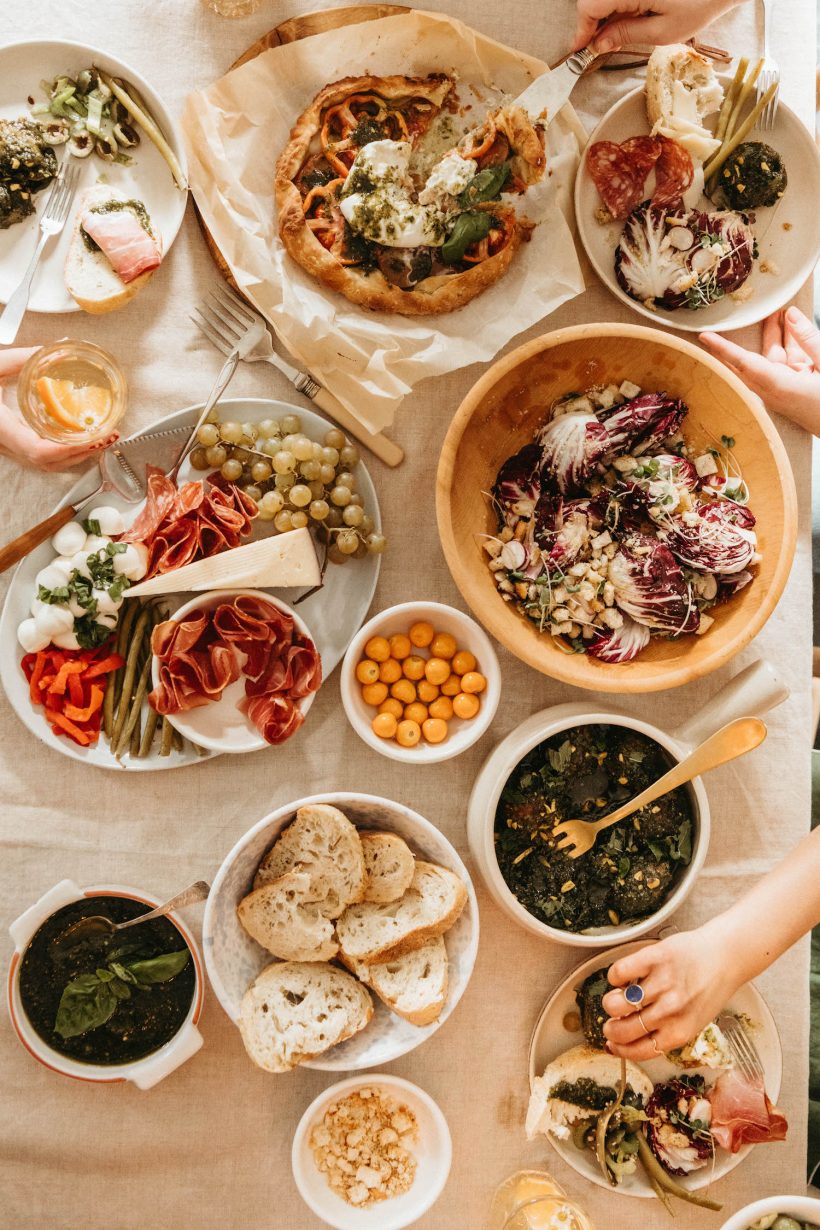 italian dinner party, antipasto, cassandra lavalle, cheese plate, overhead