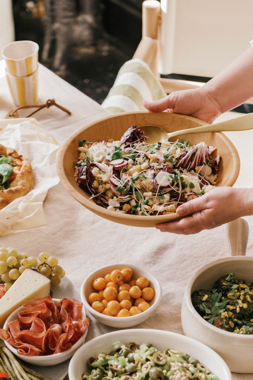 salad, dinner party table, raddichio, cassandra lavalle