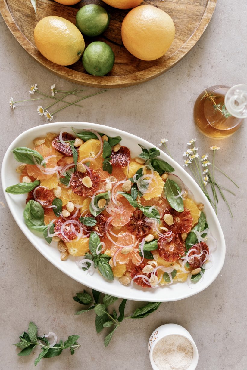 orange and citrus salad with herbs