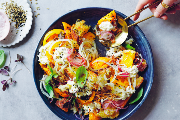 Fennel and Tomato Panzanella with Home-Made Ricotta - Cookbook Author Alice Zaslavsky