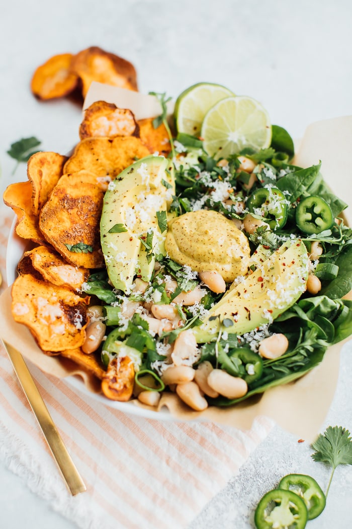 Loaded Sweet Potato Nacho Salad Bowls