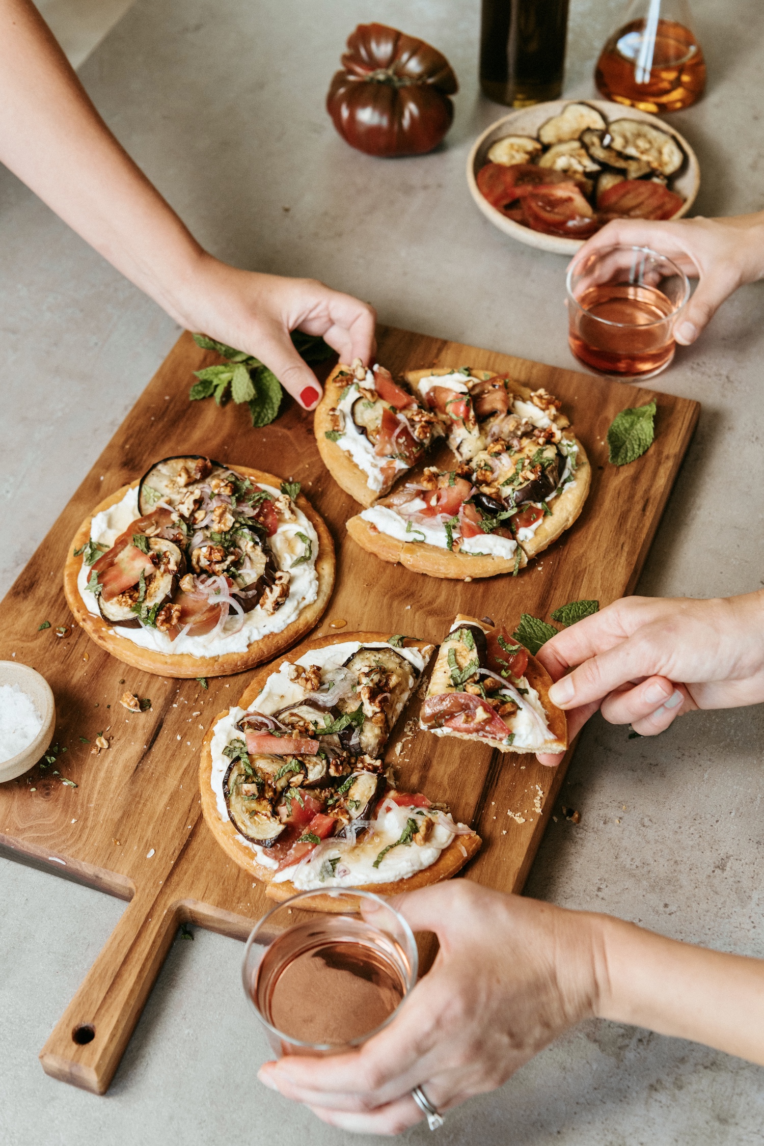 Healthy Flatbread Pizza Recipe with Eggplant and Ricotta