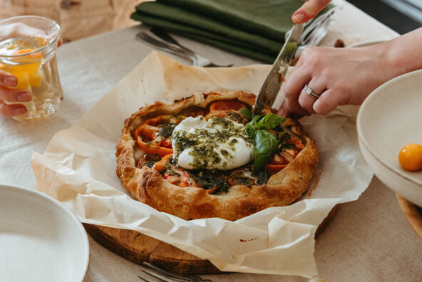 Heirloom Tomato and Burrata Galette