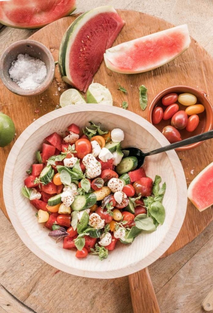 Watermelon Tomato Caprese Salad_easy summer recipes