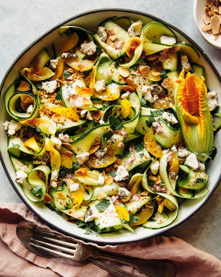 Shaved Zucchini Salad With Plums, Herbs & Almonds_no cook summer meals