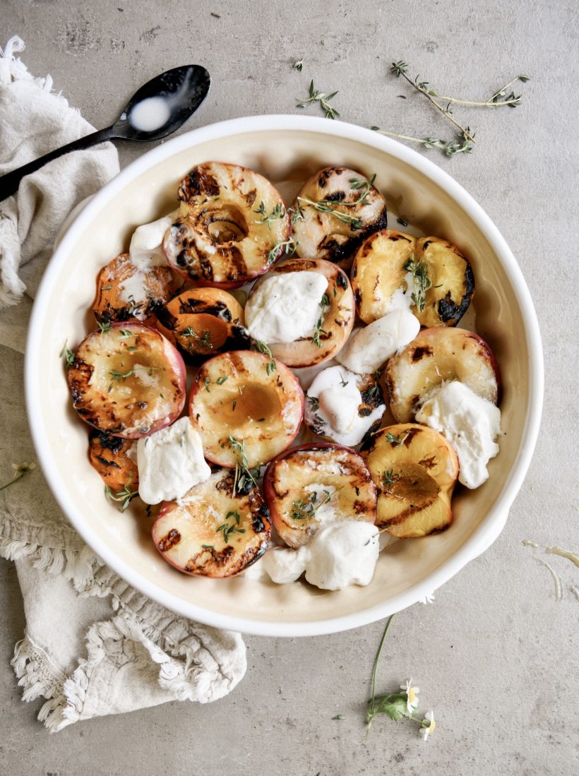 grilled peaches with honey and thyme - summer dessert