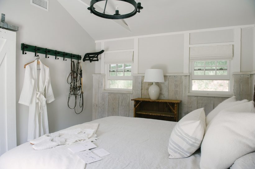 living room with bathrobes