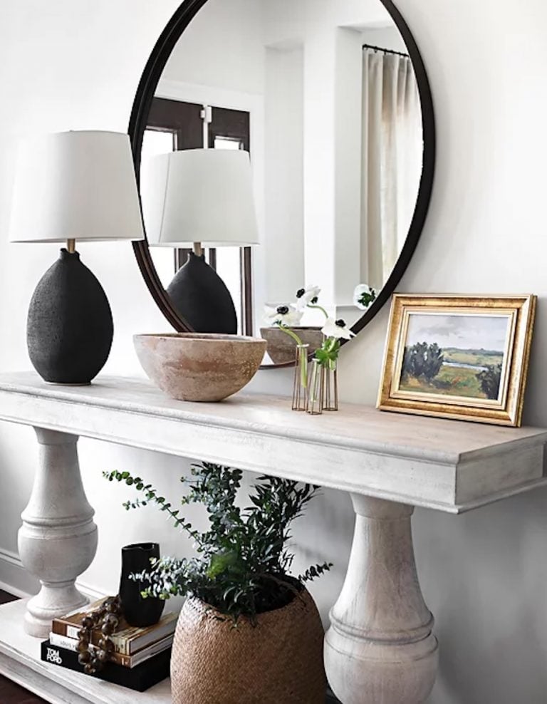 living room side table and mirror