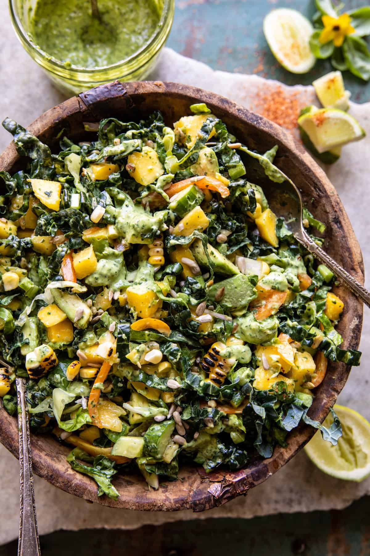 Mango Kale Chopped Salad with Cilantro Lime Dressing From half Baked