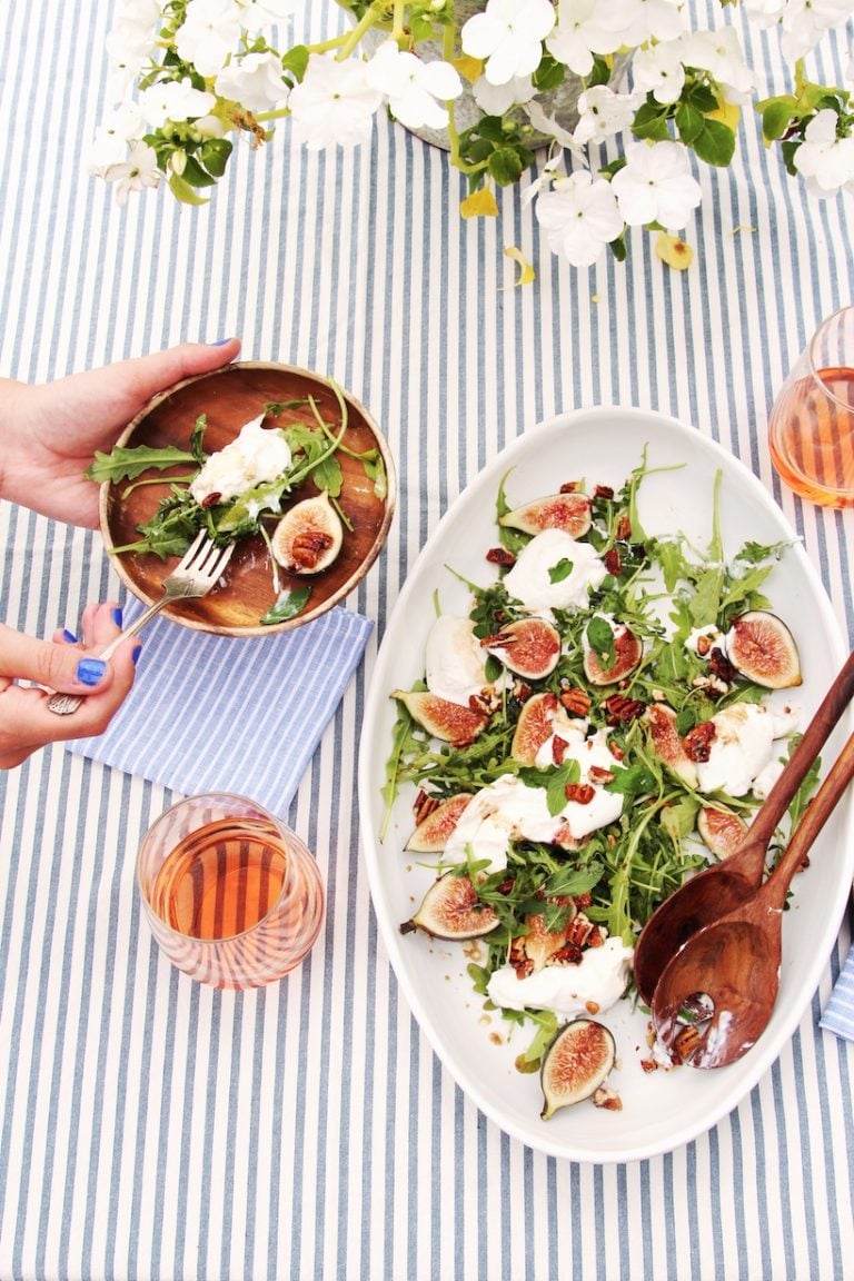 burrata, fig, and arugula salad