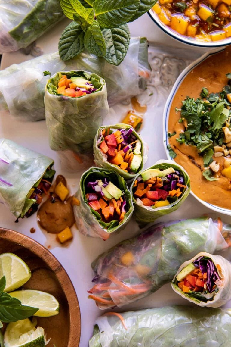 Chili Mango Summer Rolls with Ginger Peanut Sauce_no cook summer meals