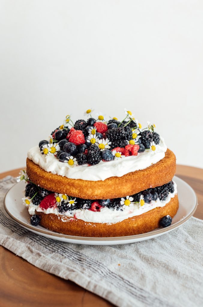 Berries & Cream Layer Cake_4th of july desserts