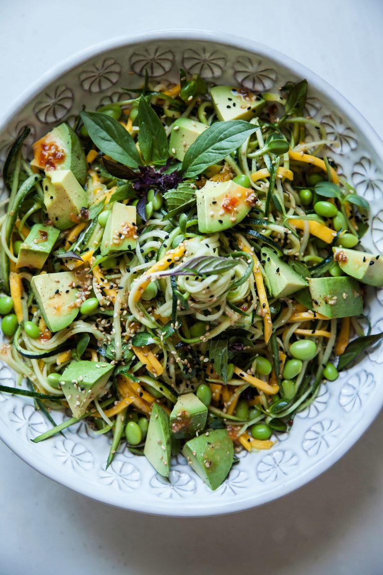 Cold Veg Mango Noodles With Spicy Sesame Citrus Dressing_no cook summer meals