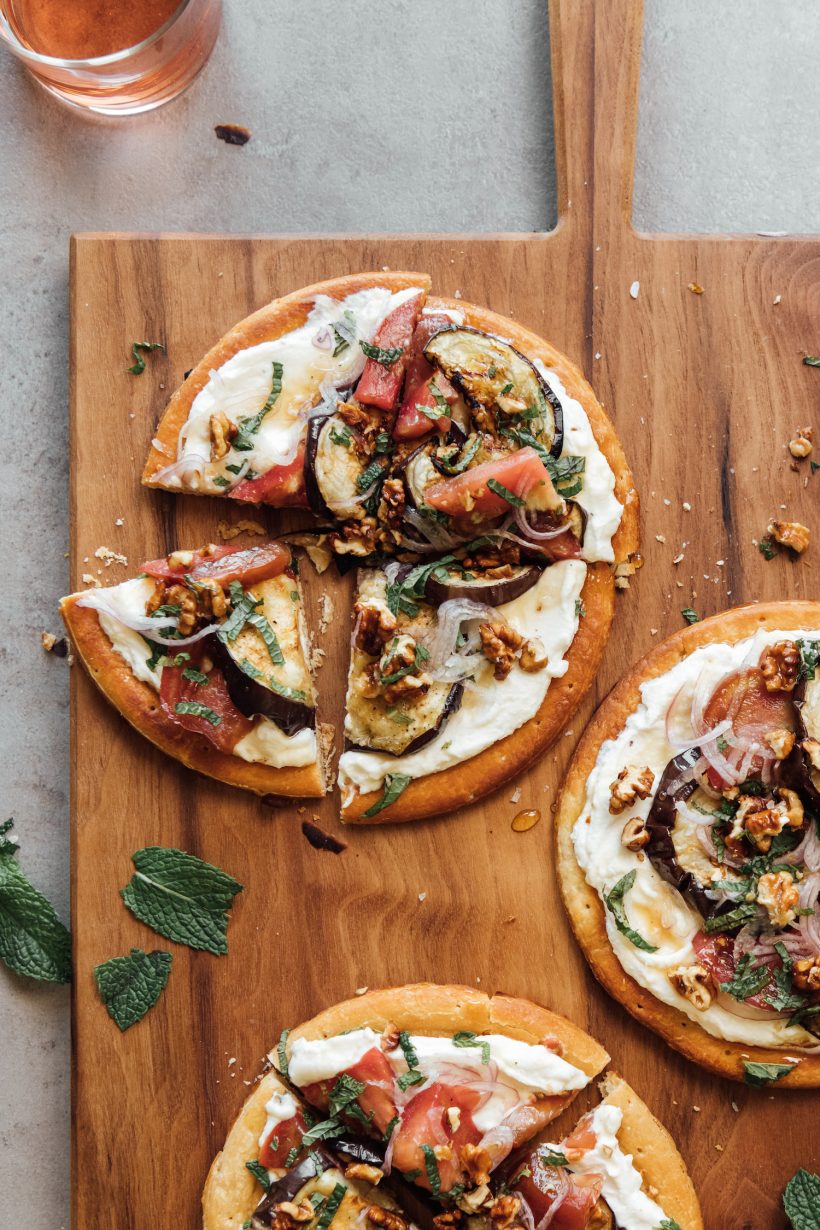 Eggplant and Ricotta Healthy Flatbread Pizza Recipe