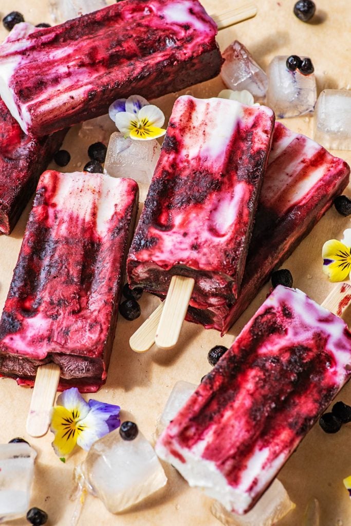 Blueberry Swirl Coconut Milk Popsicles