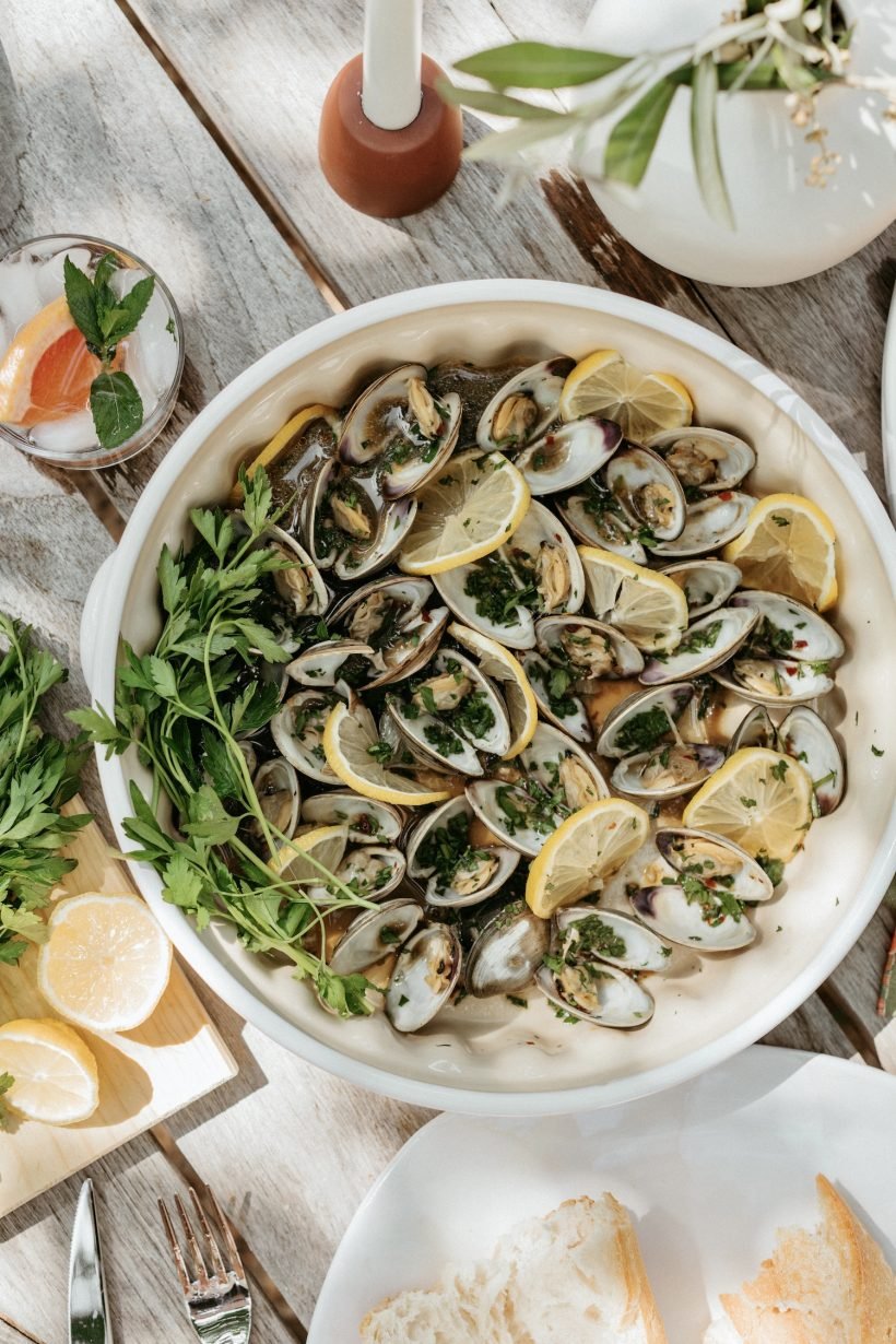 outdoor party menu-mussels and clams, seafood