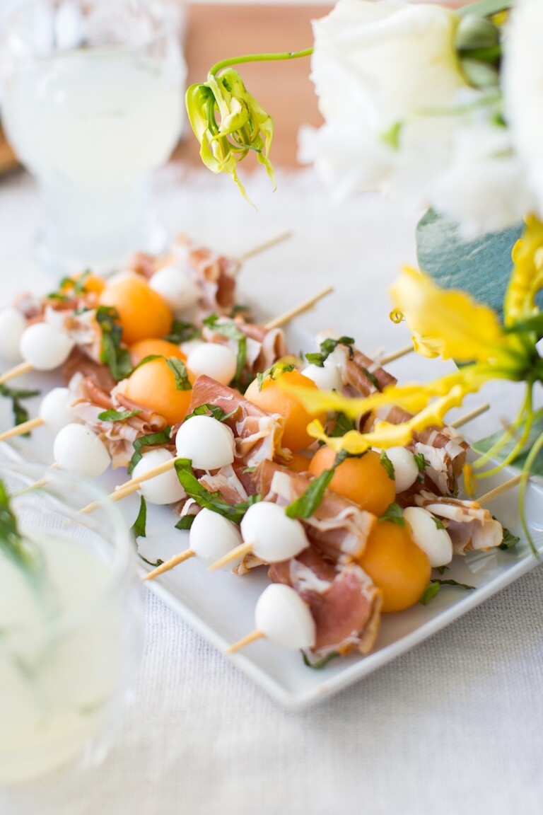 proscuitto and melon skewers